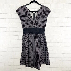 Folter - Modcloth Pale Purple & Black Polka Dot Fit & Flare Dress Women's Medium